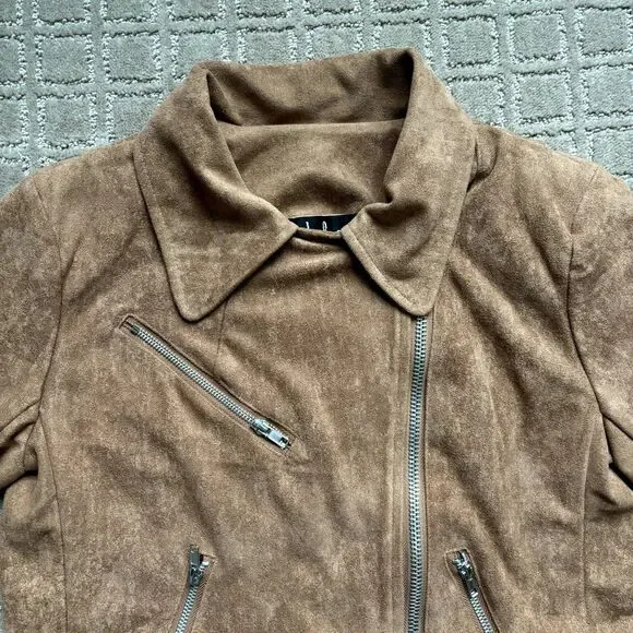 Lulus Suede With Love Moto Zipper Jacket Womens Size Large Biker Zipper Fall - Picture 4 of 11